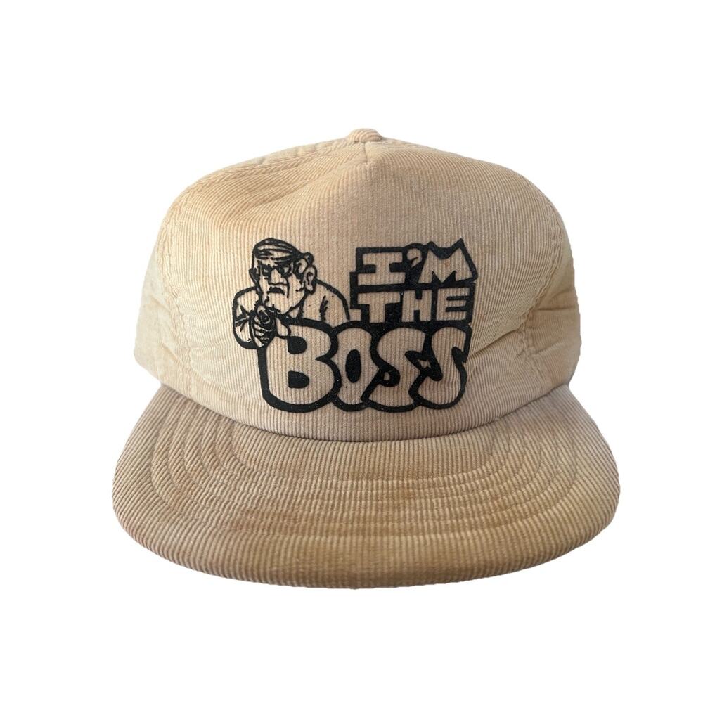 Vtg “Im The Boss” Corduroy Snapback Hat